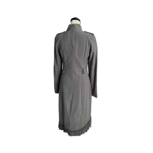 Burberry silk ruffle trim gray spring/fall coat size 42 - Picture 3 of 7